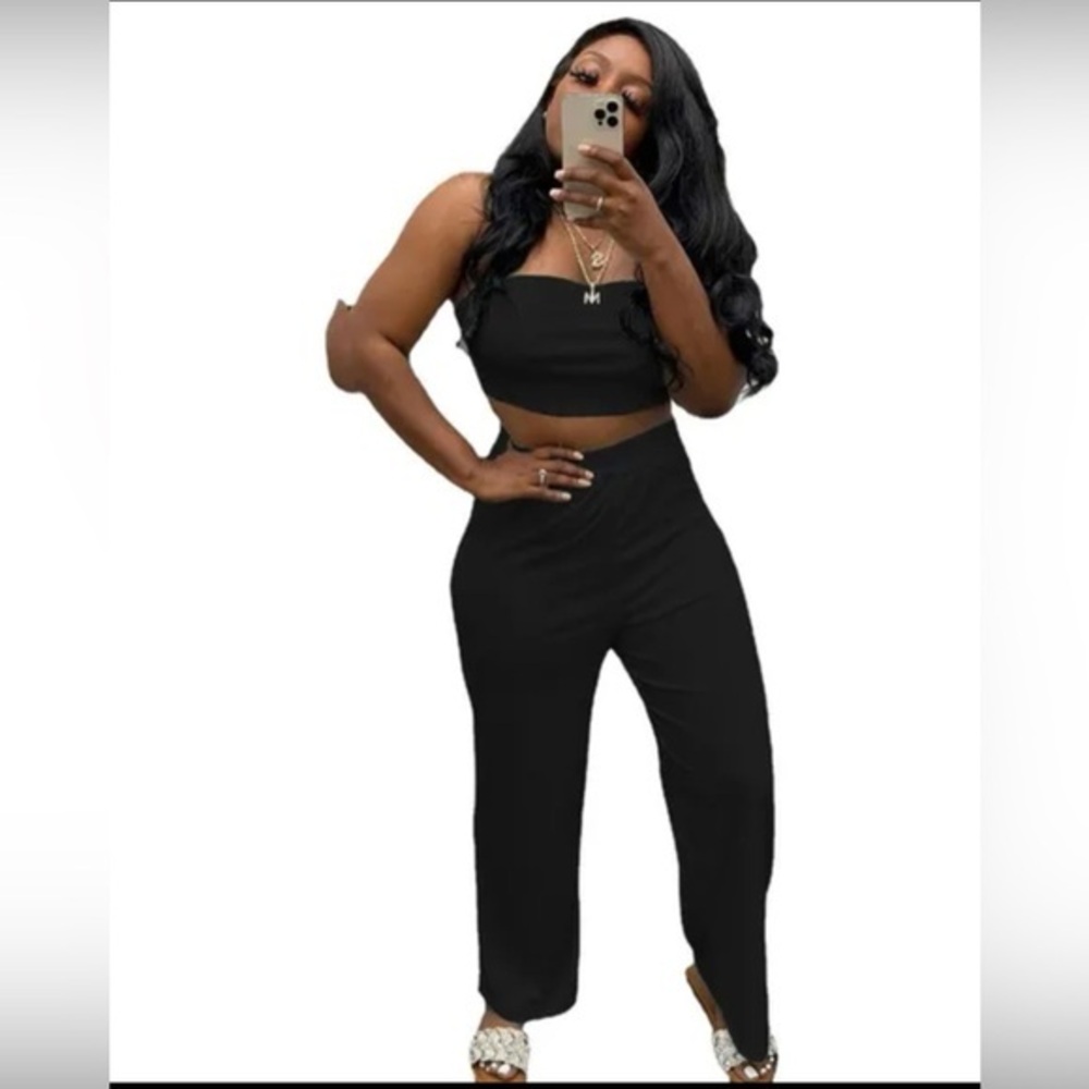 Black Women's Pants with Halter Top set